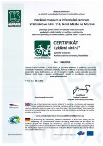Certifikát Cyklisté vítáni menší